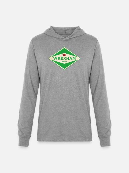 Wrexham Green Diamond Logo - Unisex Long Sleeve Hoodie Shirt - heather grey