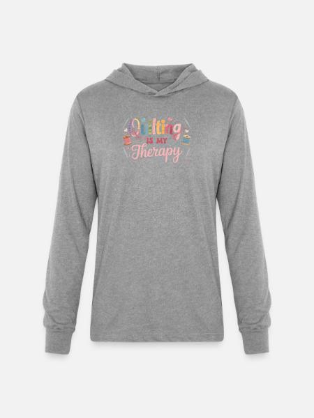 Quilting Therapy Inspirational Design - Unisex Long Sleeve Hoodie Shirt - heather grey
