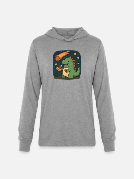 Dinosaur Space Adventure Design - Unisex Long Sleeve Hoodie Shirt - heather grey