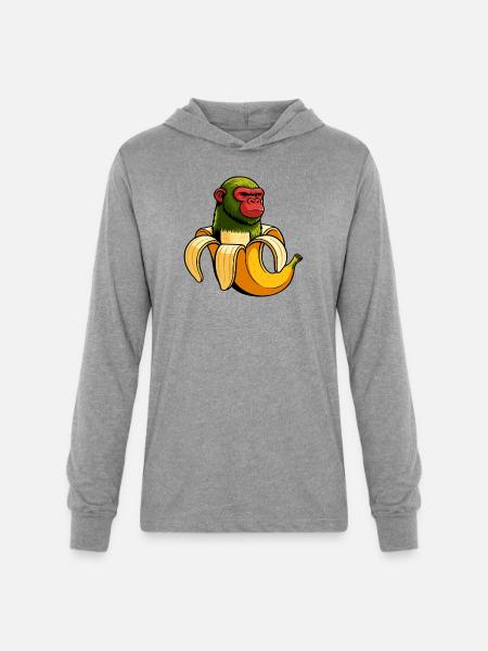 Chimpanzini Bananini Italian Brainrot Meme Art - Unisex Long Sleeve Hoodie Shirt - heather grey