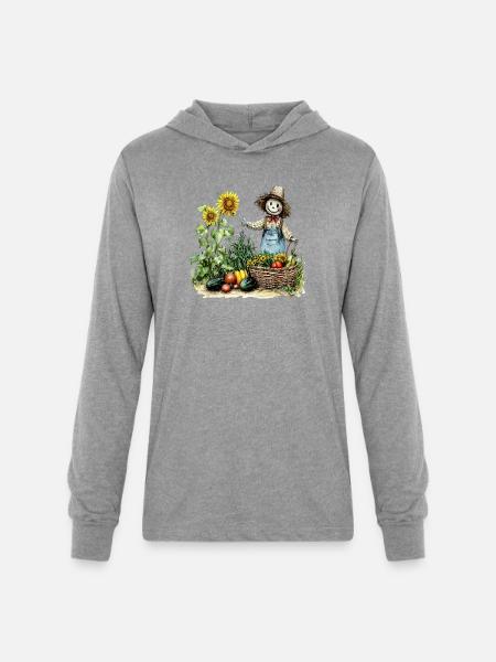 Harvest Sunflower Scarecrow - Unisex Long Sleeve Hoodie Shirt - heather grey