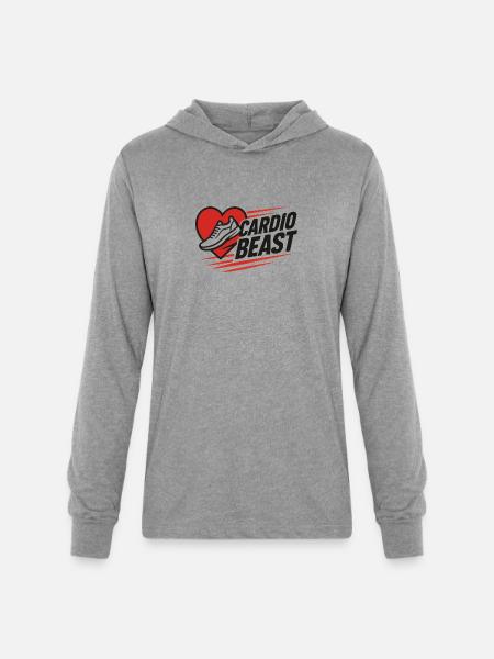 Cardio Beast Heartbeat Run Logo - Unisex Long Sleeve Hoodie Shirt - heather grey