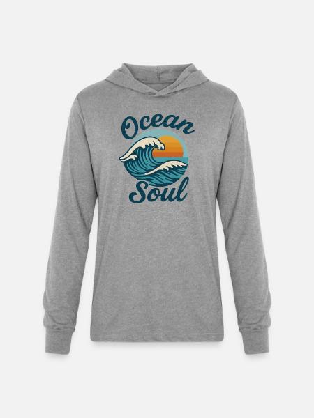 Ocean Soul Waves Sunset - Unisex Long Sleeve Hoodie Shirt - heather grey