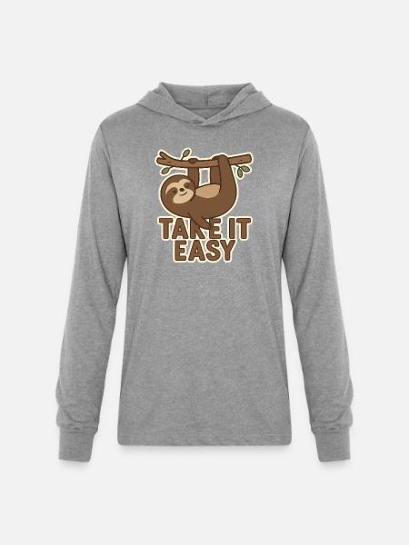Take It Easy Sloth - Unisex Long Sleeve Hoodie Shirt - heather grey