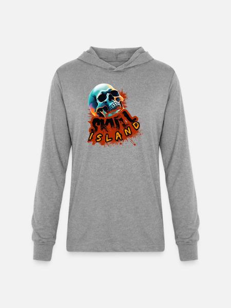 Skull Island Neon Splash - Unisex Long Sleeve Hoodie Shirt - heather grey