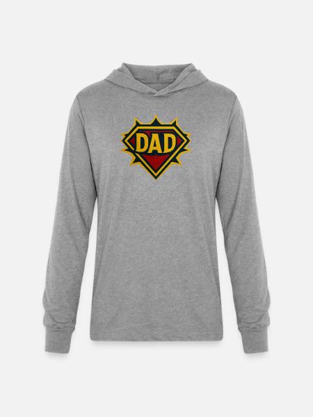 Dad Shield Badge - Unisex Long Sleeve Hoodie Shirt - heather grey
