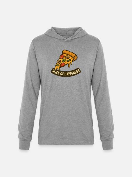 Slice of Happiness Pizza Slice - Unisex Long Sleeve Hoodie Shirt - heather grey