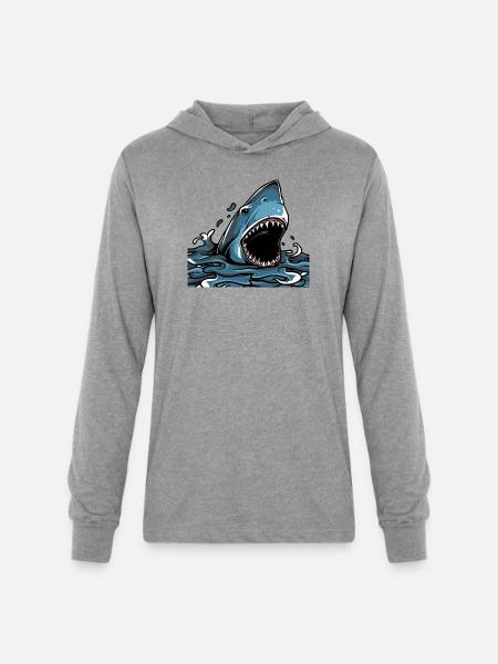 Shark Attack Splash - Unisex Long Sleeve Hoodie Shirt - heather grey
