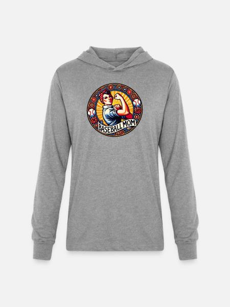 Baseball Mom 1970s Emblem - Unisex Long Sleeve Hoodie Shirt - heather grey