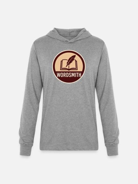 Wordsmith Quill Open Book - Unisex Long Sleeve Hoodie Shirt - heather grey
