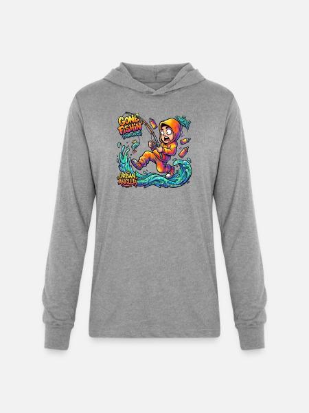 Urban Angler Neon Splash - Unisex Long Sleeve Hoodie Shirt - heather grey