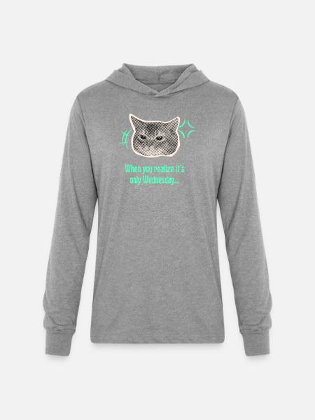 Wednesday Cat Halftone Meme - Unisex Long Sleeve Hoodie Shirt - heather grey