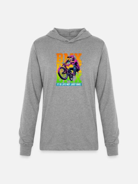 Neon BMX Rider Splash - Unisex Long Sleeve Hoodie Shirt - heather grey