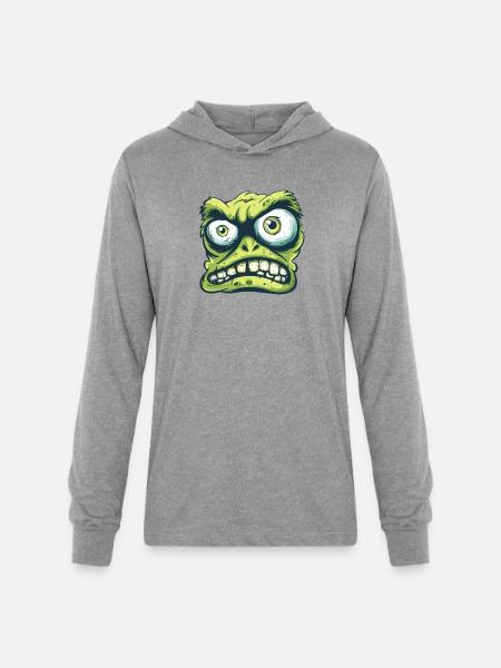 Gremlin Grin Tee - Unisex Long Sleeve Hoodie Shirt - heather grey