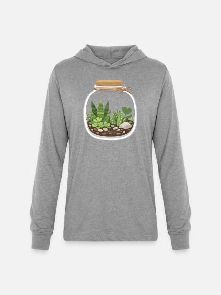 Glass Terrarium Garden Scene - Unisex Long Sleeve Hoodie Shirt - heather grey