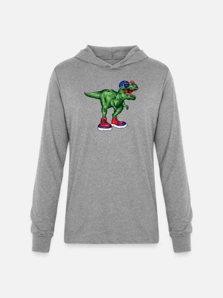 Dino Sneaker Rex - Unisex Long Sleeve Hoodie Shirt - heather grey