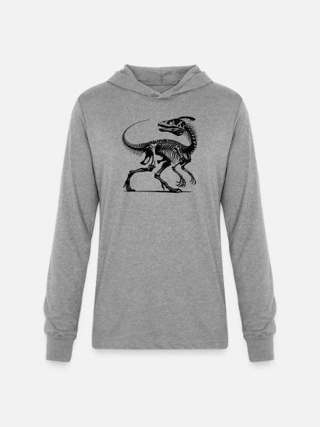 Dinosaur Raptor With Spine Bone - Unisex Long Sleeve Hoodie Shirt - heather grey