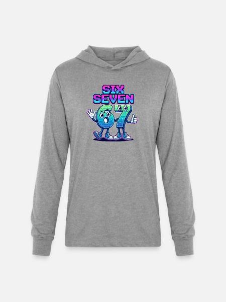 Six Seven 6 7 - Unisex Long Sleeve Hoodie Shirt - heather grey