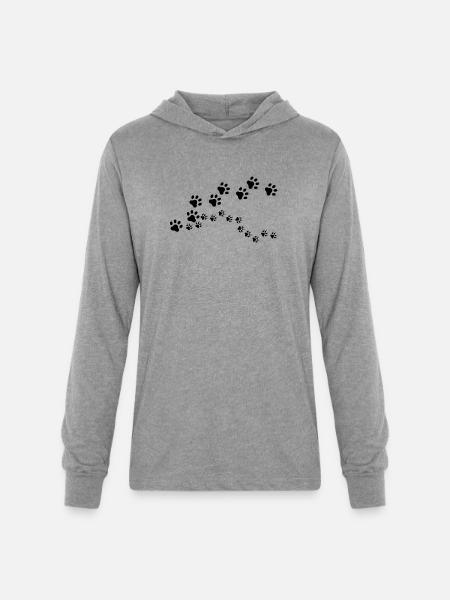 Pawprint Trail - Unisex Long Sleeve Hoodie Shirt - heather grey