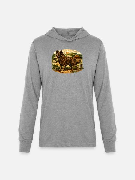 Rustic Shepherd at Sunset Farm - Unisex Long Sleeve Hoodie Shirt - heather grey