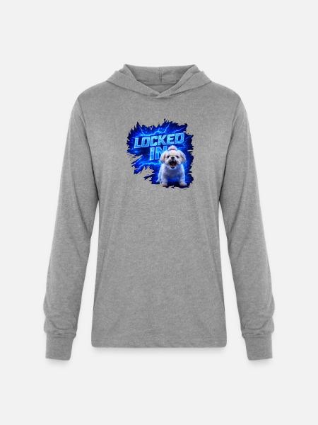 Locked In Pup Power - Unisex Long Sleeve Hoodie Shirt - heather grey