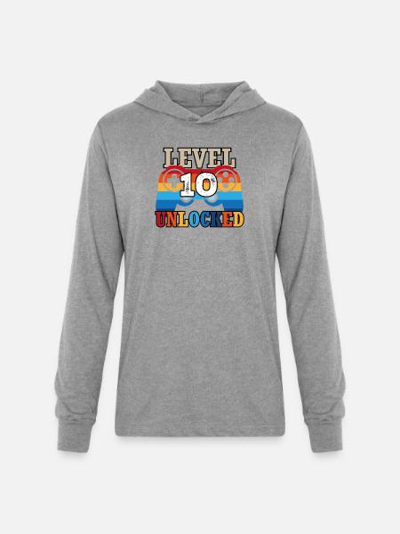 Level 10 Unlocked - Unisex Long Sleeve Hoodie Shirt - heather grey