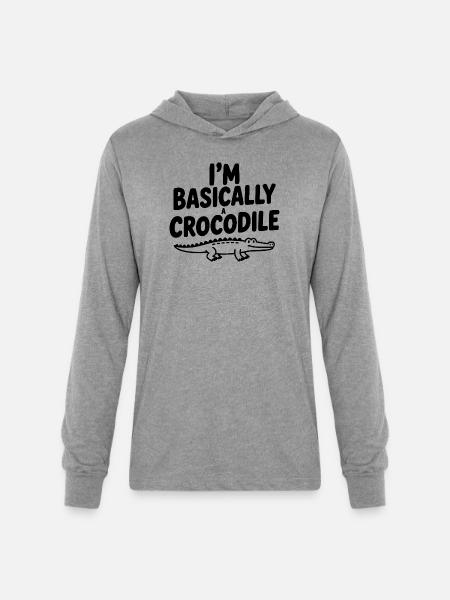 I'm Basically a Crocodile - Unisex Long Sleeve Hoodie Shirt - heather grey
