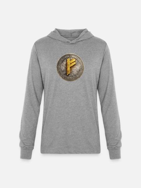 Rune Coin of Dawn - Unisex Long Sleeve Hoodie Shirt - heather grey