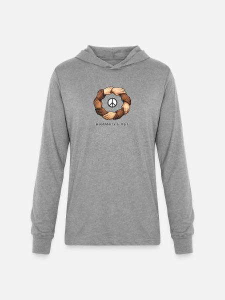 Humanity First Unity Circle - Unisex Long Sleeve Hoodie Shirt - heather grey