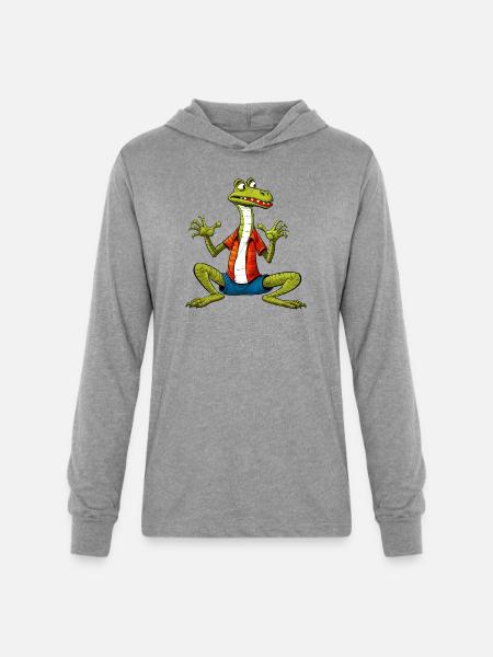 Yogi Lizard - Unisex Long Sleeve Hoodie Shirt - heather grey