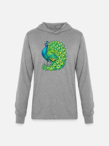 Vivid Peacock Cascade - Unisex Long Sleeve Hoodie Shirt - heather grey