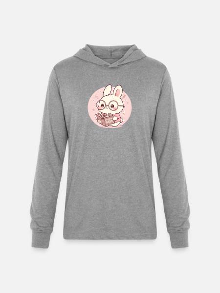 Overthinking Queen Bunny Reading - Unisex Long Sleeve Hoodie Shirt - heather grey