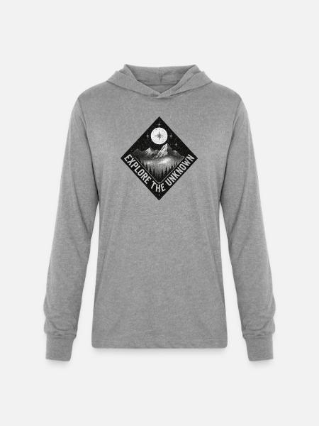 Explore the Unknown Patch - Unisex Long Sleeve Hoodie Shirt - heather grey