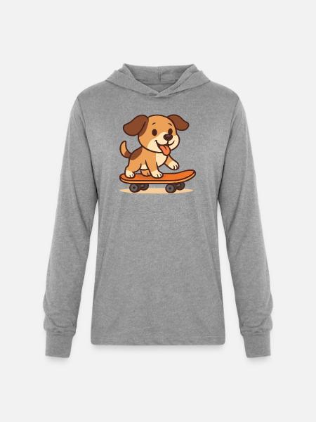 Dog roller skating - Unisex Long Sleeve Hoodie Shirt - heather grey