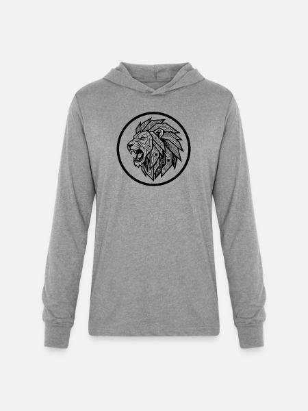 Future Tech Lion - Geometric Circuit Art - Unisex Long Sleeve Hoodie Shirt - heather grey