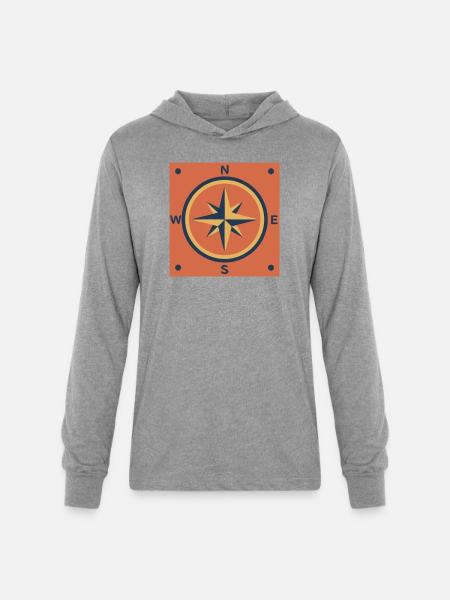 Retro Compass Rose Outdoor - Unisex Long Sleeve Hoodie Shirt - heather grey