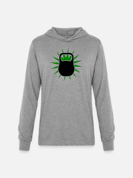 Green Sunburst Kettlebell Emblem - Unisex Long Sleeve Hoodie Shirt - heather grey