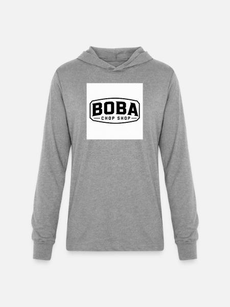 Boba Chop Shop Logo - Unisex Long Sleeve Hoodie Shirt - heather grey