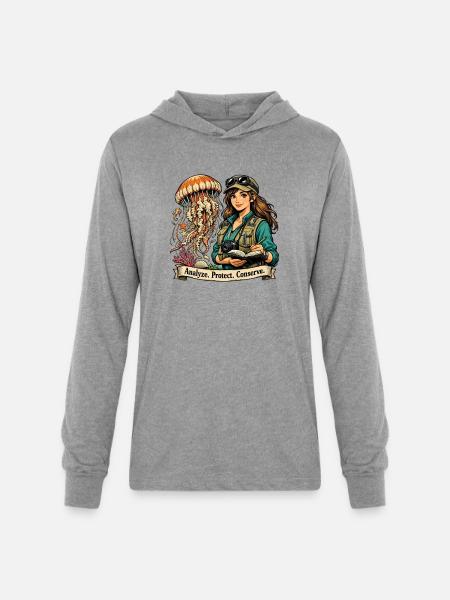 Ocean Conservator Explorer - Unisex Long Sleeve Hoodie Shirt - heather grey