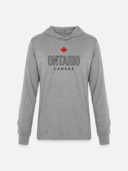 Maple Leaf Emblem on Bold Text - Unisex Long Sleeve Hoodie Shirt - heather grey