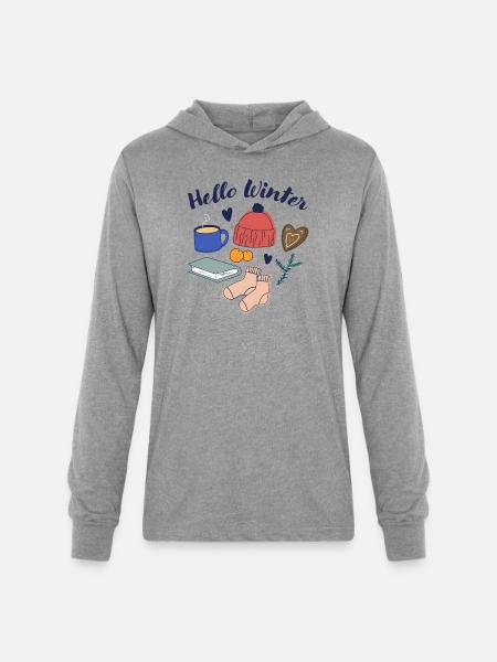 Hello Winter Cozy Essentials - Unisex Long Sleeve Hoodie Shirt - heather grey