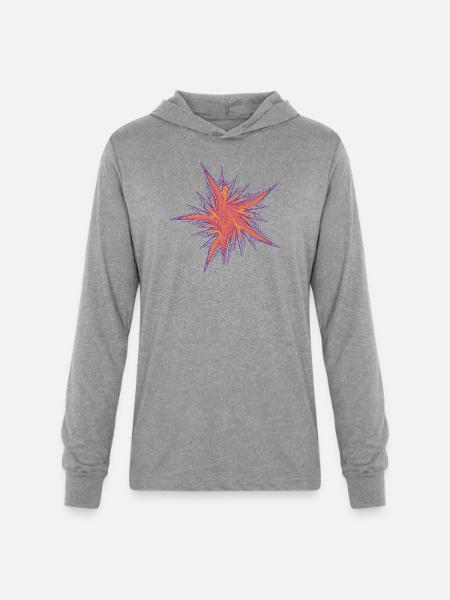Cosmic Blossom – Fractal Art - Unisex Long Sleeve Hoodie Shirt - heather grey