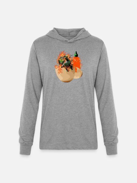 CHILLI BREATHING DRAGON - Unisex Long Sleeve Hoodie Shirt - heather grey