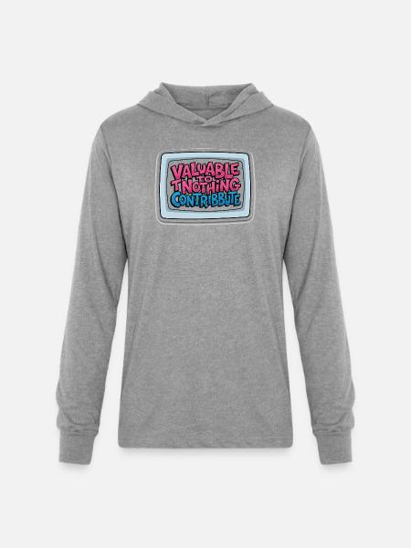 Valuable Nothing Retro TV - Unisex Long Sleeve Hoodie Shirt - heather grey