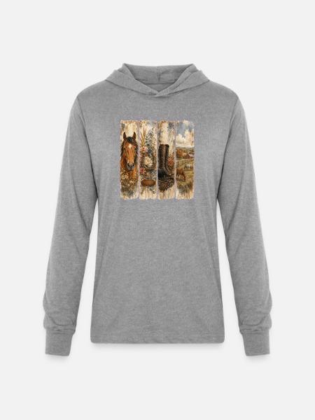 Rustic Western Florals Quartet - Unisex Long Sleeve Hoodie Shirt - heather grey