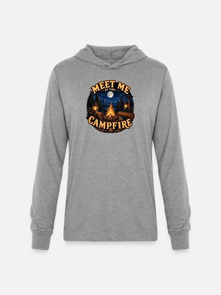 Meet Me Campfire Night - Unisex Long Sleeve Hoodie Shirt - heather grey