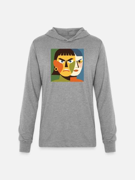 Cubist Dual Faces - Unisex Long Sleeve Hoodie Shirt - heather grey