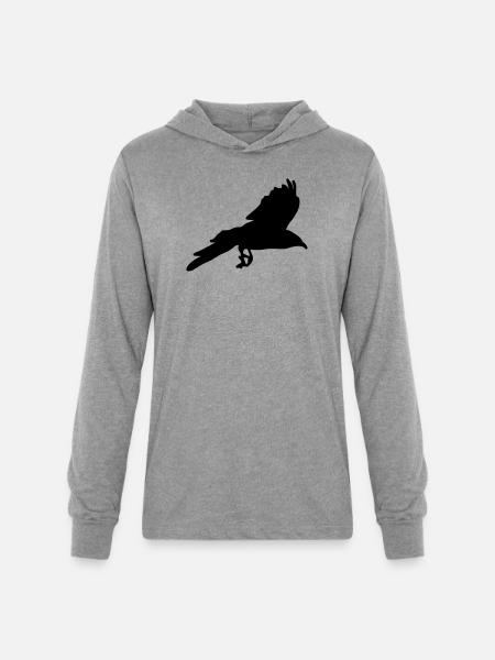 Raven, Crow - Unisex Long Sleeve Hoodie Shirt - heather grey