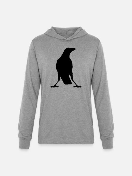 Raven - Unisex Long Sleeve Hoodie Shirt - heather grey