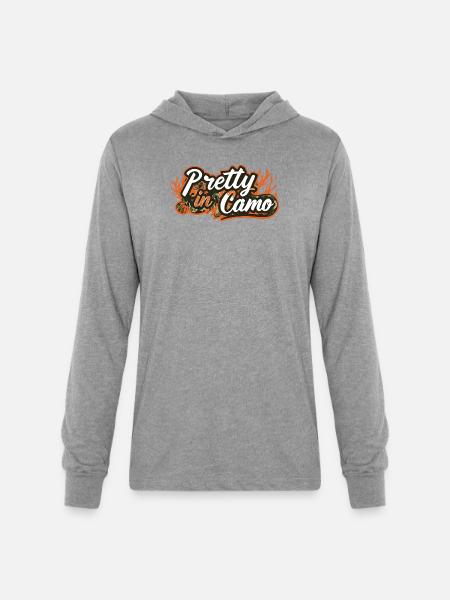 Pretty in Camo - Unisex Long Sleeve Hoodie Shirt - heather grey